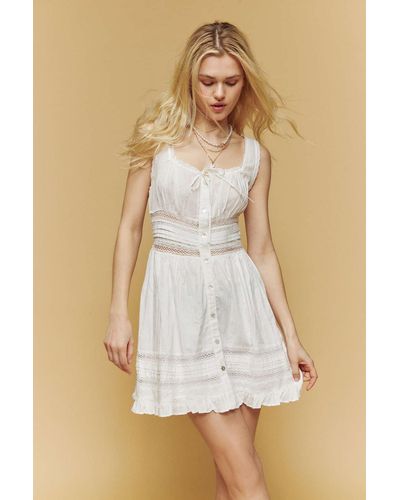Urban Outfitters Uo Angelina Lace-inset Mini Dress - White