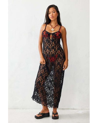 Urban Outfitters Uo Luna Lace Maxi Dress - Black