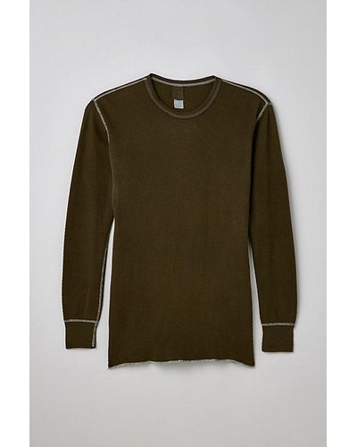 Urban Renewal Remade Overdyed Thermal Long Sleeve Tee - Green