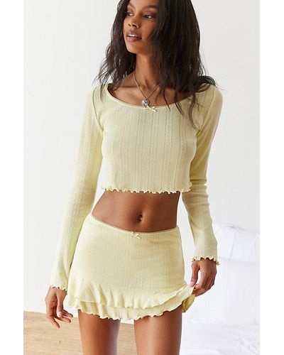Out From Under Sleepless Nights Pointelle Mini Skort - Yellow