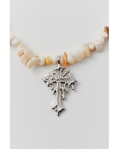 Urban Outfitters Cross Stone Necklace - Multicolor