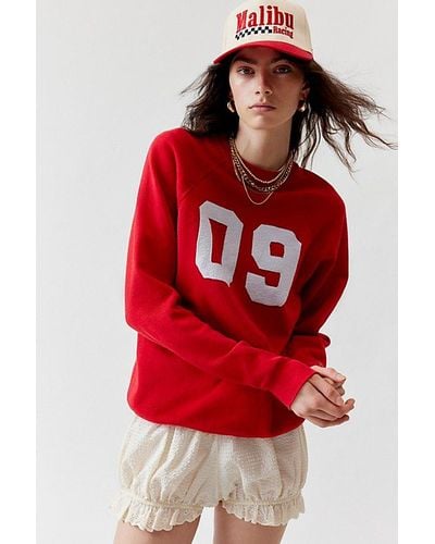 Urban Renewal Remade Sporty Number Sweatshirt - Red
