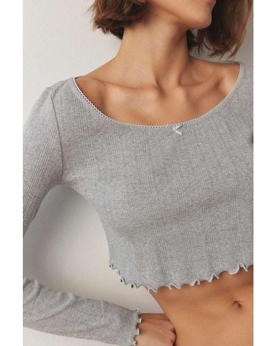 Out From Under Sleepless Nights Pointelle Top - Grey