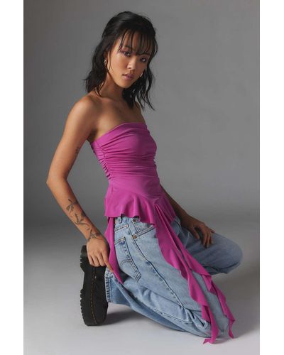 Urban Outfitters Uo Fiona Asymmetrical Tube Top - Pink