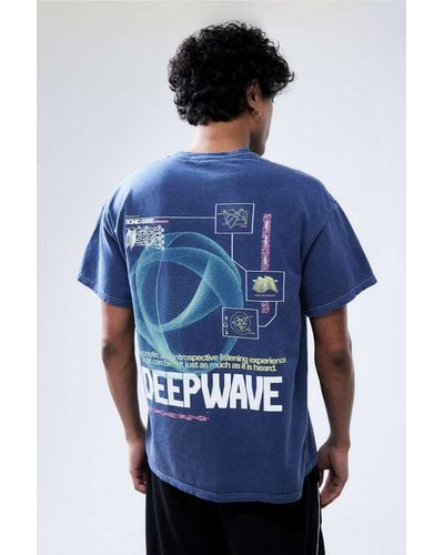 Urban Outfitters Uo Navy Deep Wave T-shirt - Blue