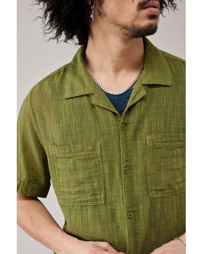 BDG Solid Olive Gauze Shirt Xs At Urban Outfitters - Green