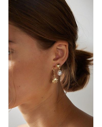 Urban Outfitters Palm Post & Hoop Earring Set - Brown