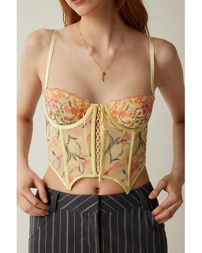 Out From Under Flora Embroidered Bustier Top - Natural