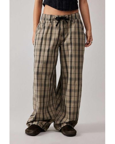 BDG Carter Cocoon Check Trousers - Brown