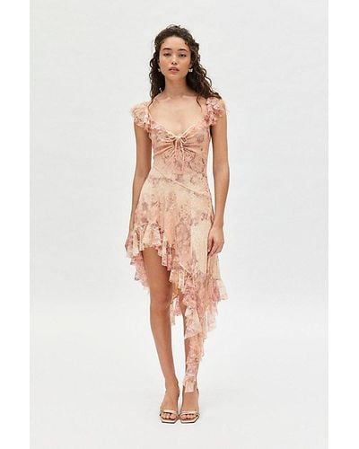 Urban Outfitters Uo Hyacinth Lace Spliced Midi Dress - White