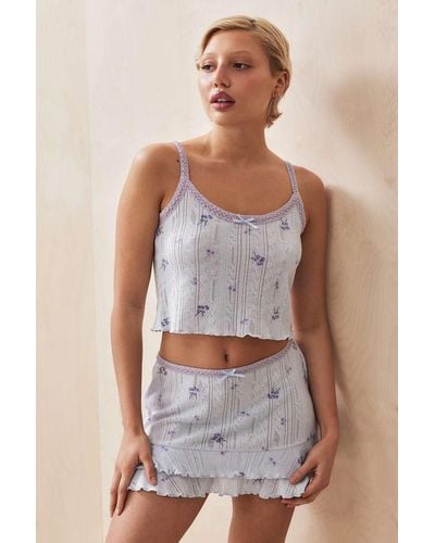 Out From Under Floral Pointelle Cami - Blue