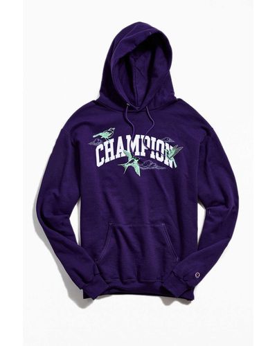 Champion Champion Uo Exclusive Eco Fleece Bird Print Pullover Hoodie Sweatshirt - Purple