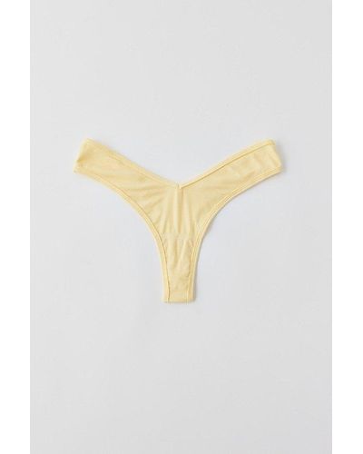 Out From Under Ribbed V Thong - Yellow