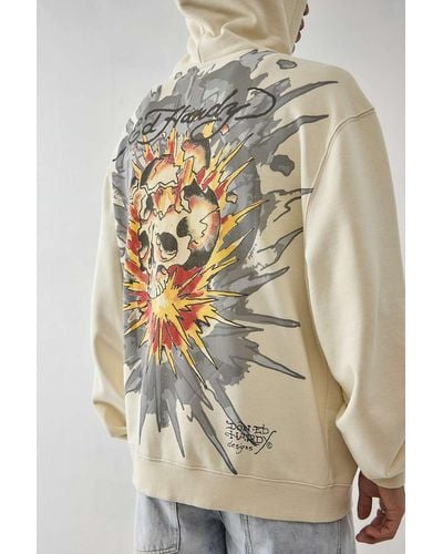 Ed Hardy Uo exclusive - hoodie in ecru mit explodierendem totenkopf - Natur