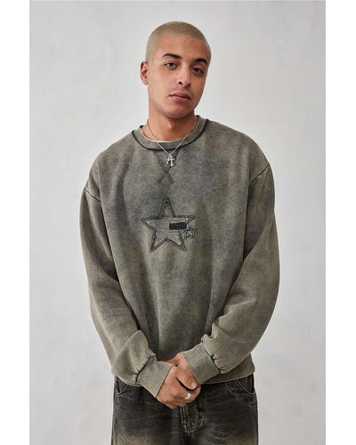 The Ragged Priest Uo Exclusive Brown Washed Star Sweatshirt - Grey