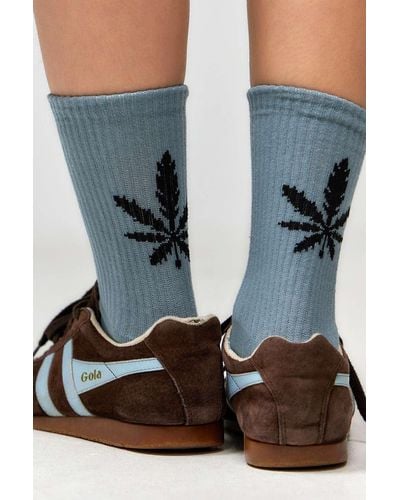 Out From Under Leaf Socks - Blue