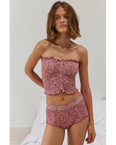 Out From Under Hello Sunshine Seamless Marled Knit Tube Top - Red