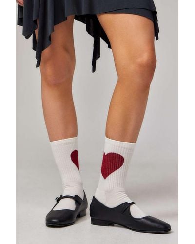 Out From Under Heart Socks - White