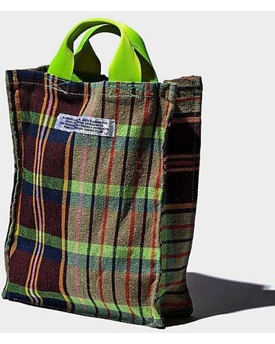 Puebco Recycled Check Fabric Document Bag - Green