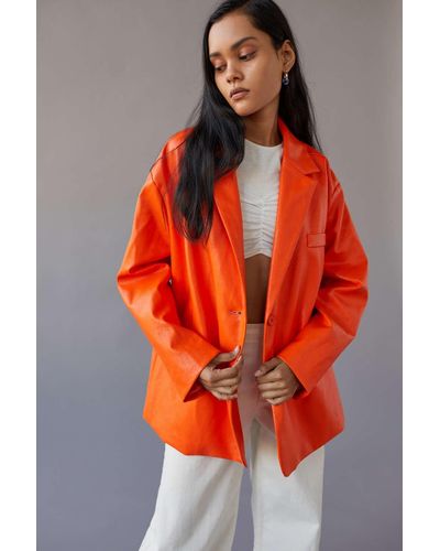 Urban Outfitters Uo Hale Faux Leather Oversized Blazer - Orange
