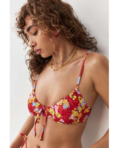 Out From Under Red Floral Underwired Bikini Top