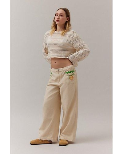 BDG Joey Embroidered Pant - Natural