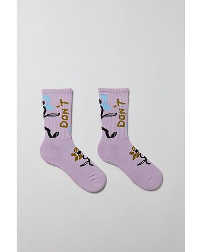 Urban Outfitters Don'T Stress Crew Sock - Purple