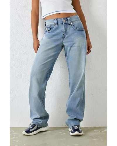 True Religion Uo Exclusive Vintage-wash Ricky Relaxed Straight Jeans - Blue