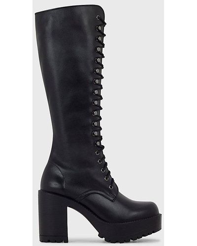 ROC Boots Australia Roc Lash Heeled Leather Lace-Up Boot - Black