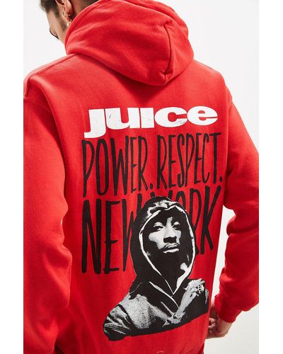 Urban Outfitters Juice X 2pac '92 Wrecking Crew Hoodie Sweatshirt - Red