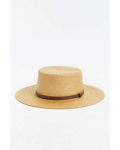 Urban Outfitters Wyeth Straw Boater Wide Brim Hat - Natural