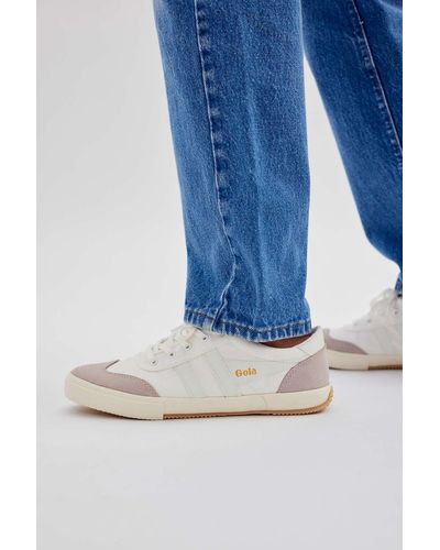 Buy Gola mens Harrier Suede sneakers blue/off white/sun online at gola