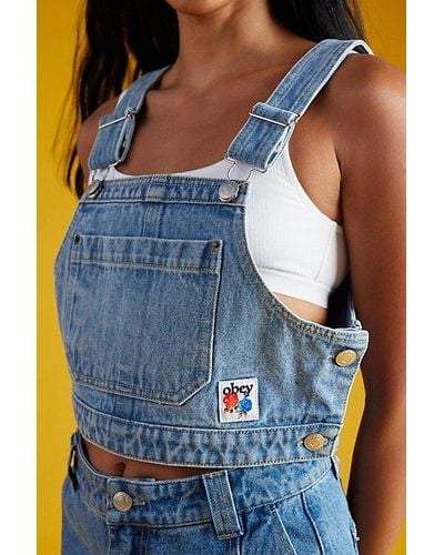 Obey Denim Overall Cropped Top - Blue