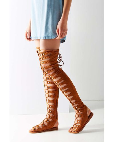 Jeffrey Campbell Olympus Over-the-knee Gladiator Sandal - Brown