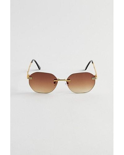 Urban Outfitters Jasper Rimless Hex Sunglasses - Metallic