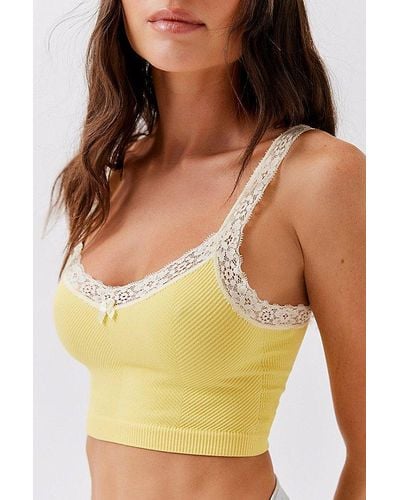 Out From Under So Sweet Lace Seamless Soft Bra Top - Yellow