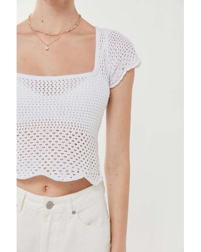Urban Outfitters Uo Clare Crochet Square Neck Top - Multicolor