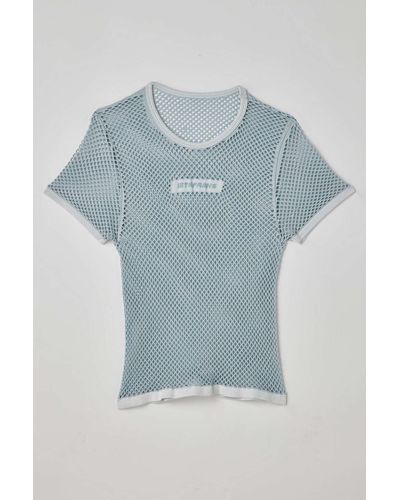 iets frans... Mesh Baby Tee In White At Urban Outfitters - Blue