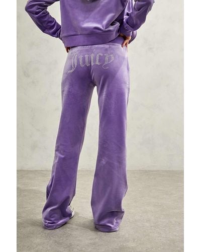 Juicy Couture Purple Low-rise Velour Flare Track Trousers