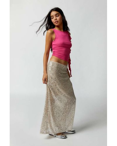 Urban Renewal Remnants Sequined Maxi Skirt - Pink