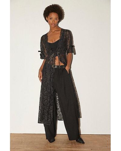 Urban Outfitters Sheer Lace Robe - Black