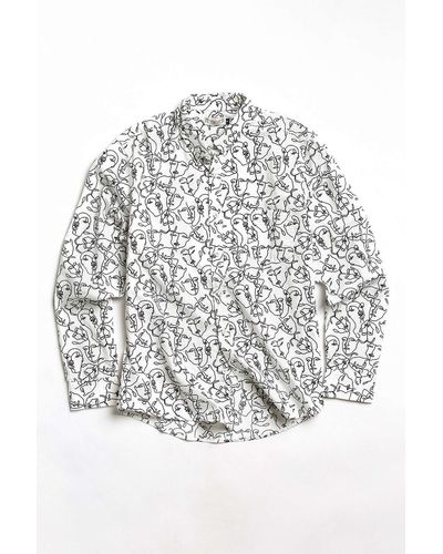Urban Outfitters Oxford Lads Mannequin Face Button-down Shirt - White