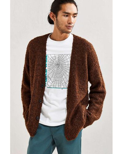 Urban Outfitters Uo Grandpa Boucle Cardigan - Brown