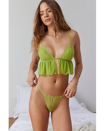 Out From Under Butterfly Kisses Lace Thong - Green