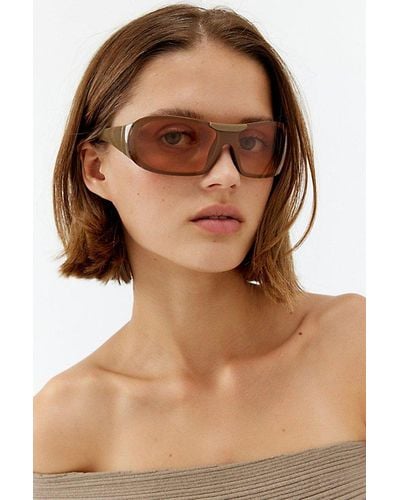 Urban Outfitters Sienna Plastic Shield Sunglasses - Brown