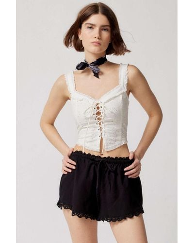 Urban Outfitters Uo Elodie Lace-trim Bloomer Short - Black
