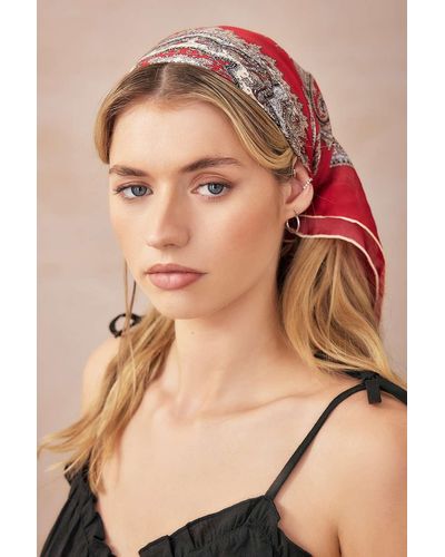 Urban Outfitters Uo Paisley Silk Neck Scarf - Natural