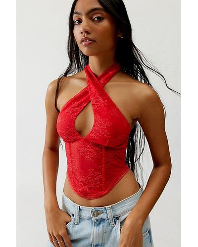 Out From Under No Limits Halter Bustier Top - Red