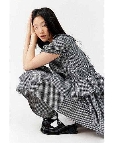 Urban Outfitters Uo Claire Ruffled Babydoll Mini Dress - Gray