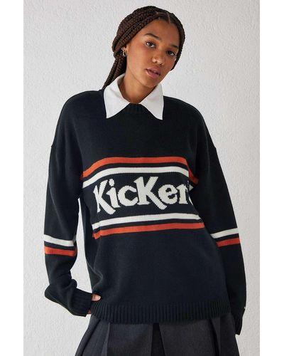 Kickers Uo Exclusive Black Logo Knit Jumper - Blue